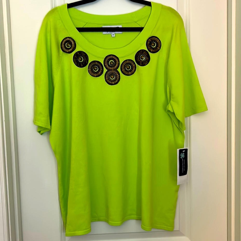 NWT Completely Me by Liz Lange- Lightweight Embellished Neckline Sweater
